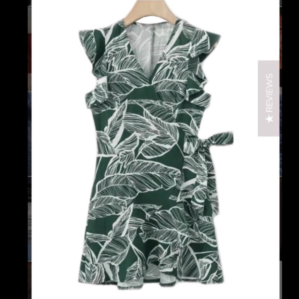 NWT Green floral wrap dress